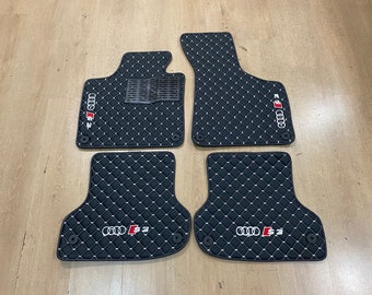 Leather Car Mat For Audi A3 / S3 / RS3 2003-2012 8P , Embroidery Logo , Free Shipping , Set of 4 , Production to Order