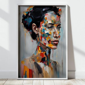 Colorful Abstract Woman Portrait Wall Art Print - Modern Woman Face Art for Home Décor, Contemporary Art Poster