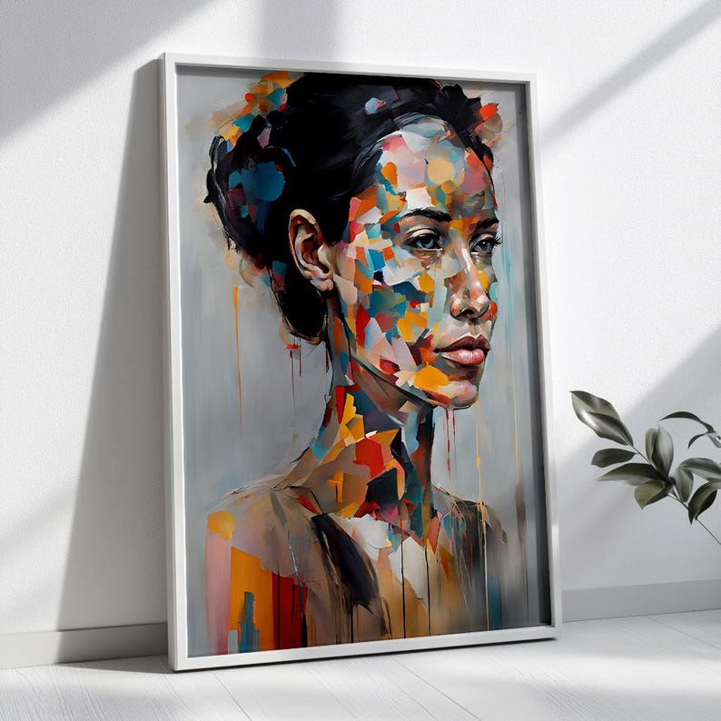 Colorful Abstract Woman Portrait Wall Art Print Modern Woman Face Art ...