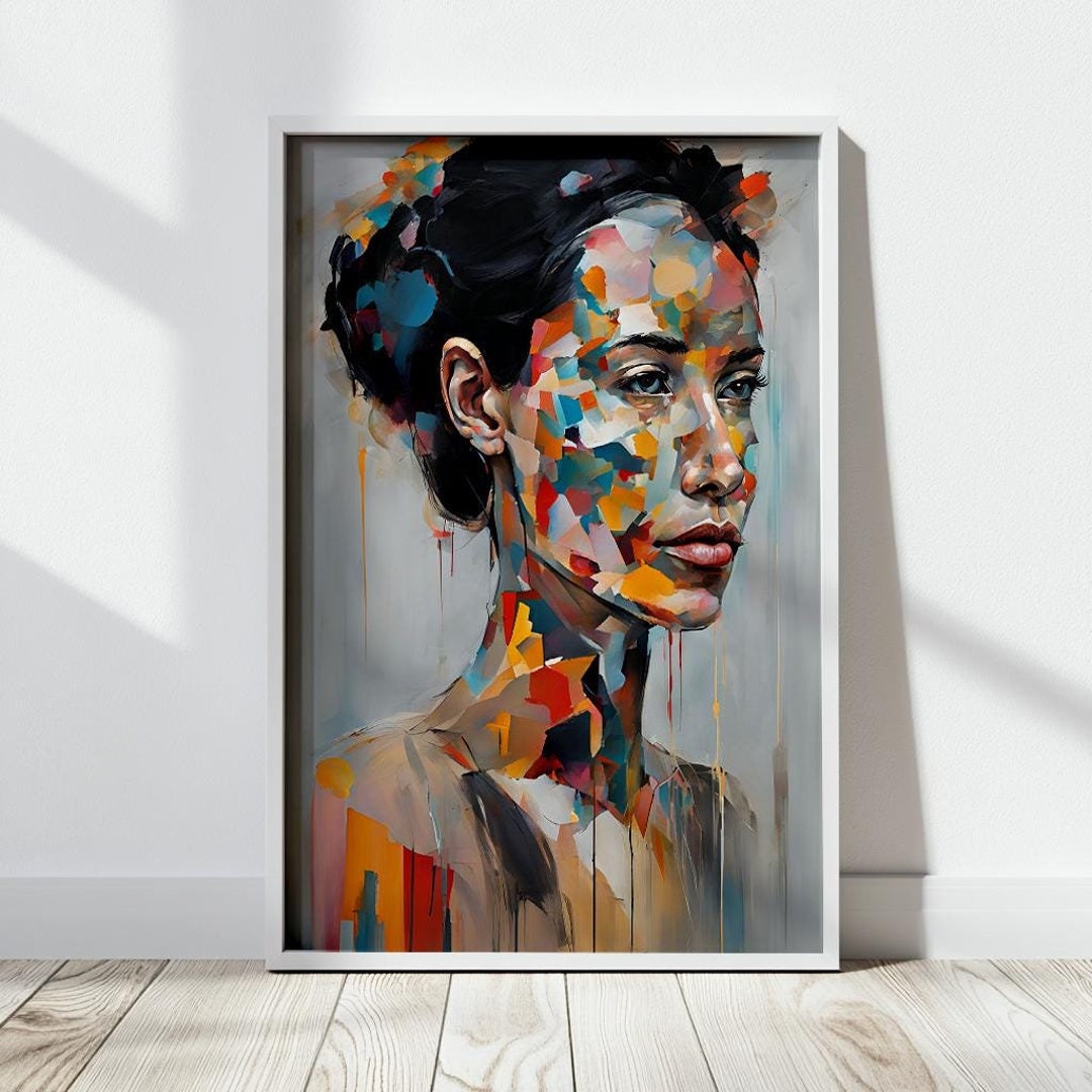 Colorful Abstract Woman Portrait Wall Art Print Modern Woman Face Art ...