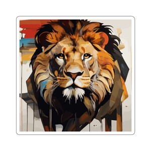 Lion Kiss-Cut Sticker, Lion sticker, safari sticker, wall art sticker, African sticker, stickers, abstract, vinyl sticker, kids stickers