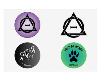 Therian Sticker Sheets, vinyl sticker, therianthrope stickers, gift for animalkin, card stickers, shapeshifting, polytherian, teen stickers
