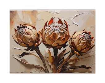King Protea,gift for,dried protea,sepia wall art,housewarming gift,home decor,office decor,abstract proteas, mother's day gift,present for