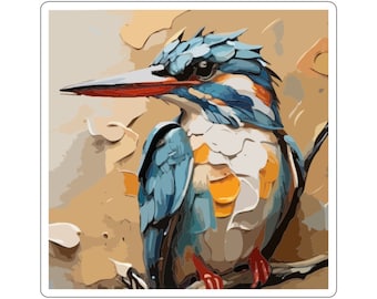 Kingfisher Kiss-Cut Stickers,  bird sticker, wall art sticker, African sticker, South African stickers, abstract, vinyl sticker gift