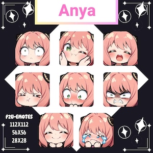 Twitch Emote Pack 8x, Spy Psychic Girl, Discord Emote, Streaming assets, Chibi, Kawaii, Emotes for Youtube/Twitch/Discord/Kick