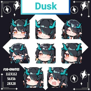 Dusk Arknights Emotes: Dragon Girl Chibi Pack (Digital Download)