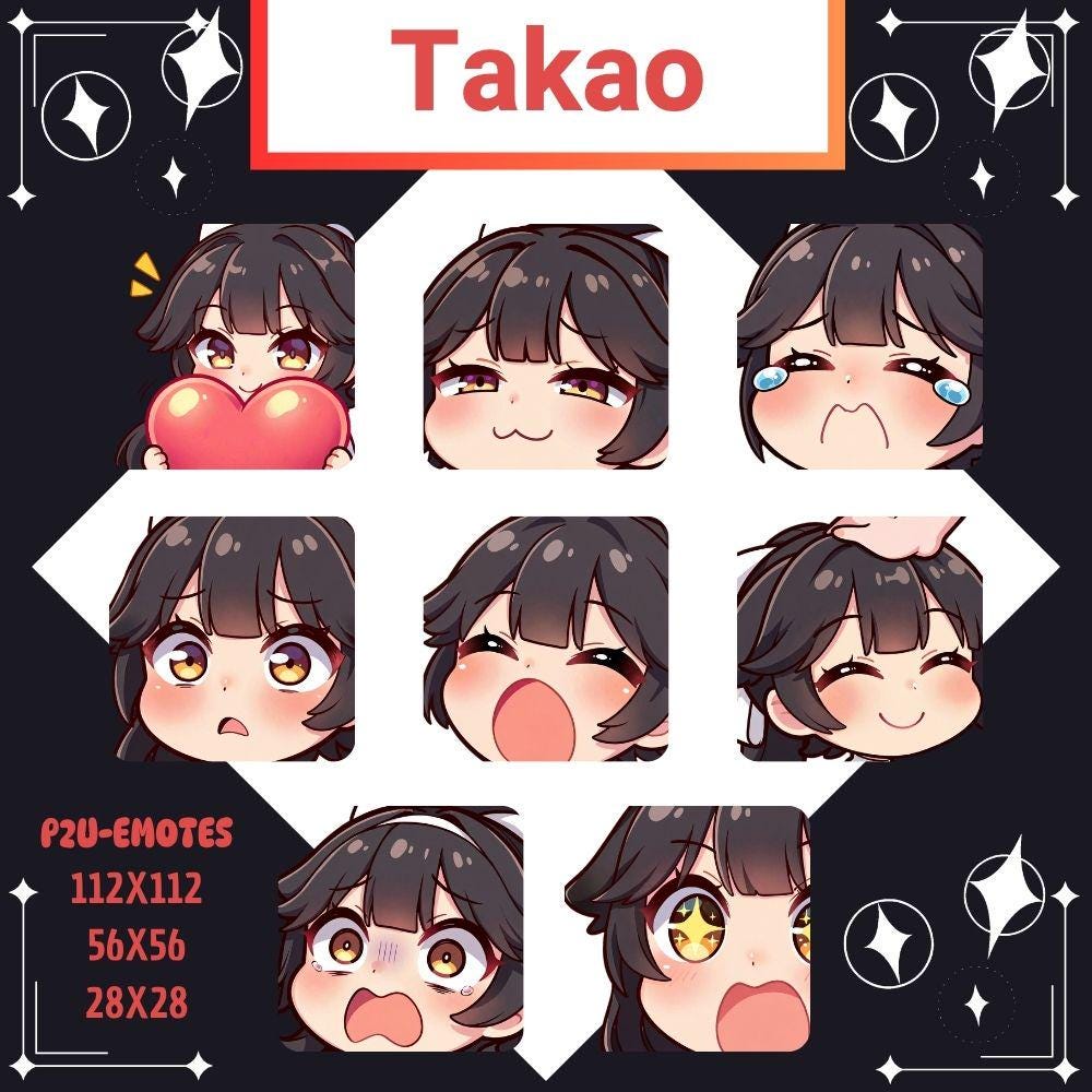 Azur Lane Takao Twitch/yt/discord Emotes Pack (digital Download