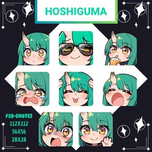 Hoshiguma Arknights Oni Girl Emotes: Twitch/Discord/YouTube (Digital Download, 8x PNG Pack)