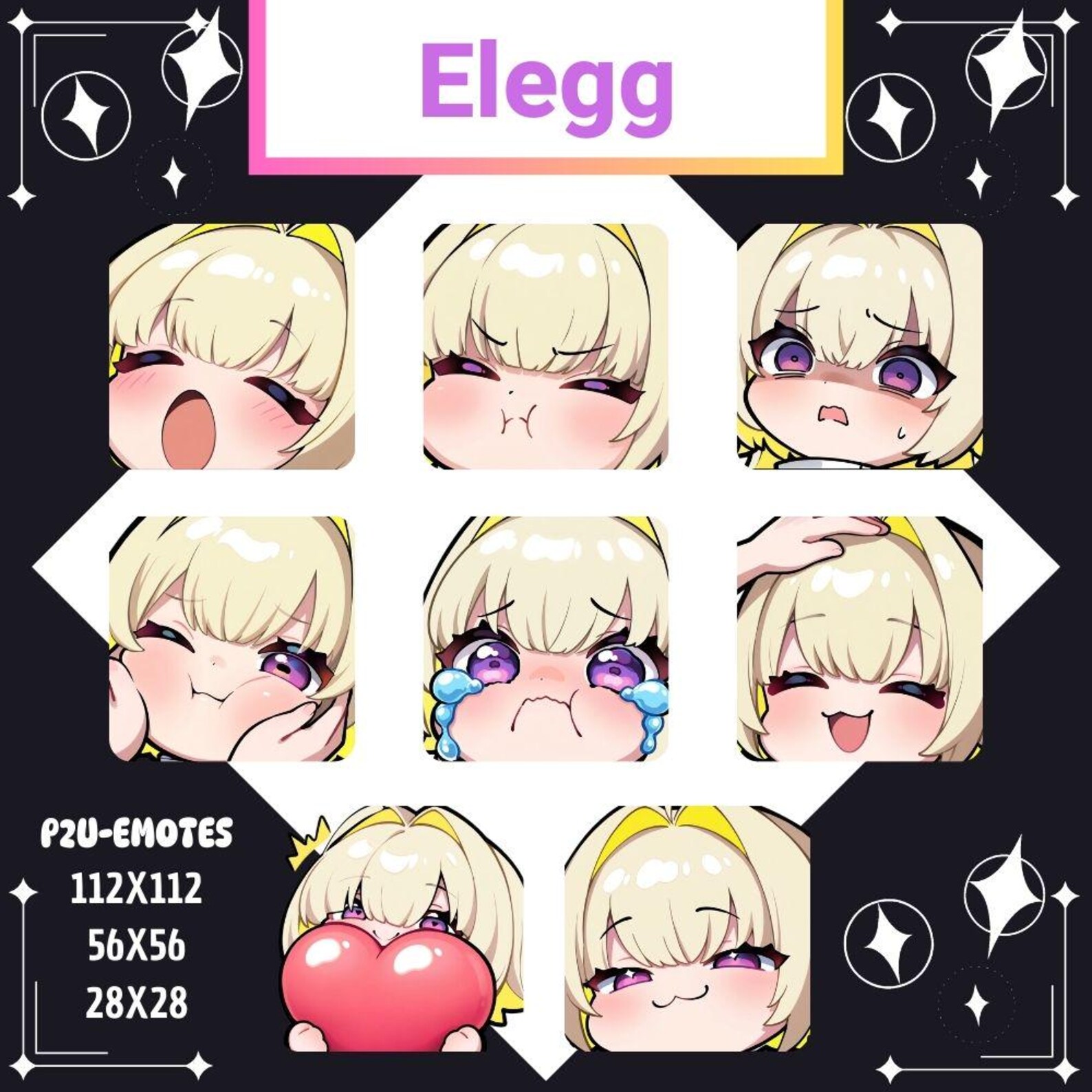Elegg R Elegg NIKKE Emote Pack: Chibi Kawaii Twitch/discord Emotes (digital ...