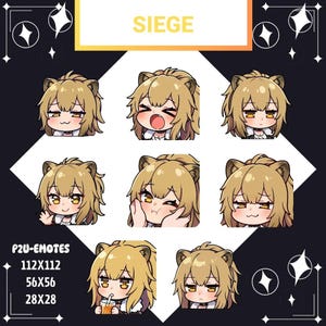 Siege Arknights Lion Girl Emotes: Twitch/Discord/Kick (Digital Download, 8x PNG Pack)