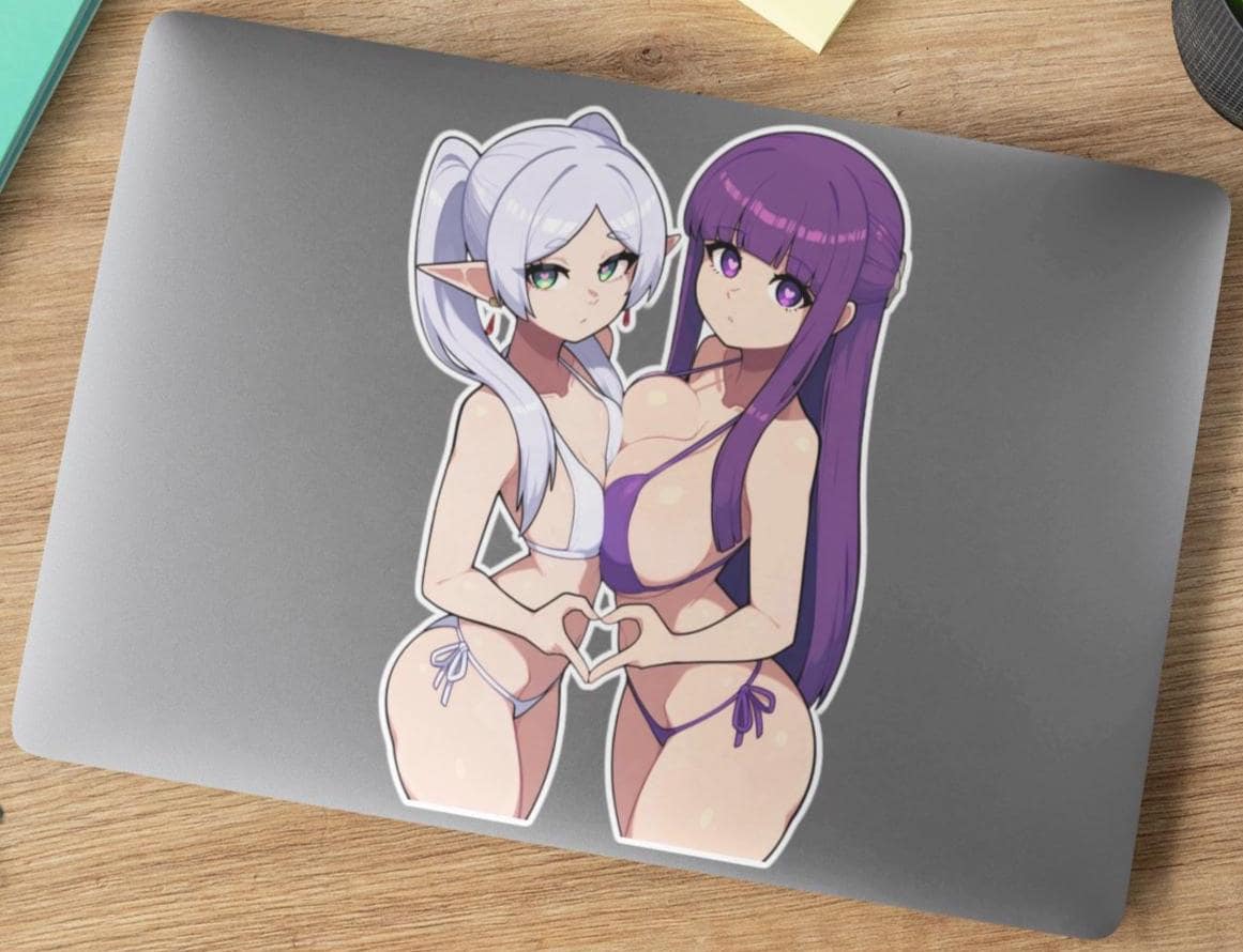 Anime Waifus NSFW Sticker Frieren & Fern | Anime Stickers | Laptop Stickers | Book Stickers | Waterbottle Stickers | Hentai Sticker