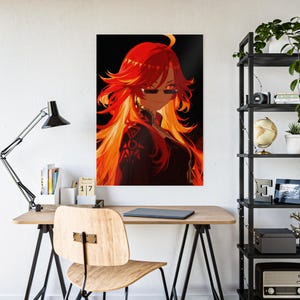 Anime Waifu Glossy Art Poster | Mavuika Anime Poster | Game illustration | Manga Art Print | Wall Art Print