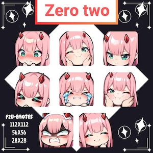 Zero Two Anime Emote Pack: Chibi Kawaii Emotes (Digital Download)