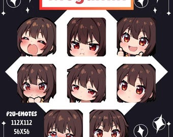 Megumin Emote Pack: Chibi Witch Girl Twitch/Discord Emotes (Digital Download)