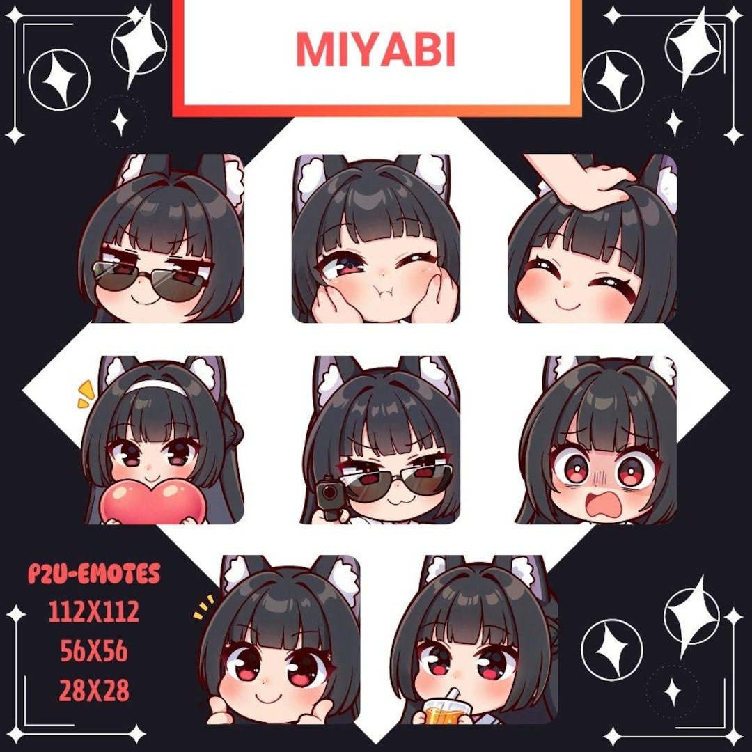 Hoshimi Miyabi Zenless Zone Twitch/yt/discord Emotes Pack (digital