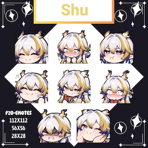 Twitch Emote Pack 8x, Shu - Arknights, Dragon girl, Discord Emote, Streaming assets, Chibi, Kawaii, Emotes for Youtube/Twitch/Discord/Kick