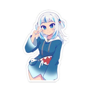 Gawr Gura Kiss-cut Sticker | Hololive Sticker Fan-Made | Laptop Stickers | Book Stickers | Waterbottle Stickers |
