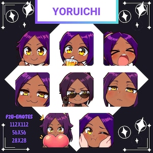 Twitch Emote Pack 8x, Yoruichi shinigami Katzenmädchen, Emotes für Youtube/Twitch/Discord/Kick, Twitch Emotes, Vtuber Emotes