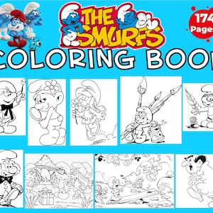The Smurfs Coloring Book, 174 Pages, Kids & Adult Art, Instant Download | 3 Free Gift Coloring Books