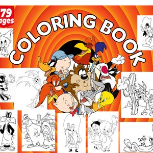 Loney Tunes Coloring Book, 179 Pages, Kids, Young, & Fan Art, Instant Download | 3 Free Gift Coloring Books
