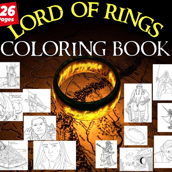 Add Color to Middle-earth: Lord of the Rings Coloring Book 126 Pages, Instant Download PDF | 3 Free Gift Coloring Books