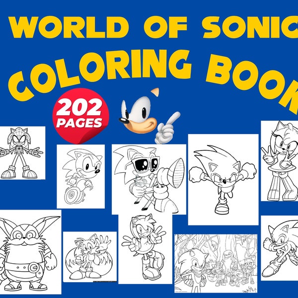 Sonic Universe's Colorful World: 202 Page Jumbo Coloring Book, Kids & Adult Art, Instant Download Pdf | 3 Free Gift Coloring Books