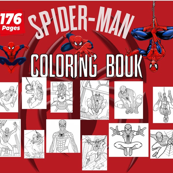 Welcome to Spider-Man's World: 176 Pages Giant Coloring Book, Kids & Adult Art, Instant Download PDF | 2 Free Gift Coloring Books