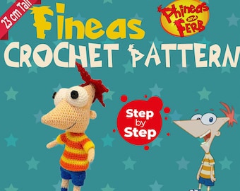 Phineas häkeln Charakter: Schritt-für-Schritt Anleitung für Fans von Phineas und Ferb | Einfache Häkelanleitung | e-Book Pdf, Sofortdownload |