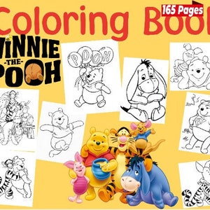 Winnie-the-Pooh Coloring Book, 165 Pages, Kids & Adult Art, Instant Download | 3 Free Gift Coloring Books