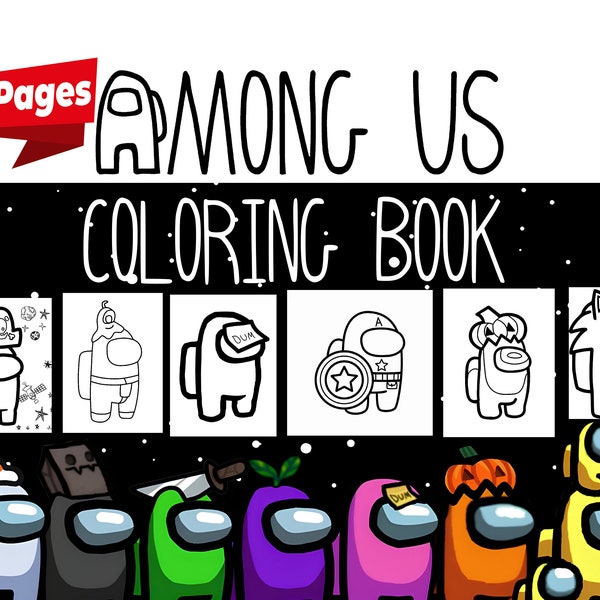 Among Us: 177 Pages Jumbo Fun Coloring Book, Kids & Adult Art, Instant Download | 3 Free Gift Coloring Books |