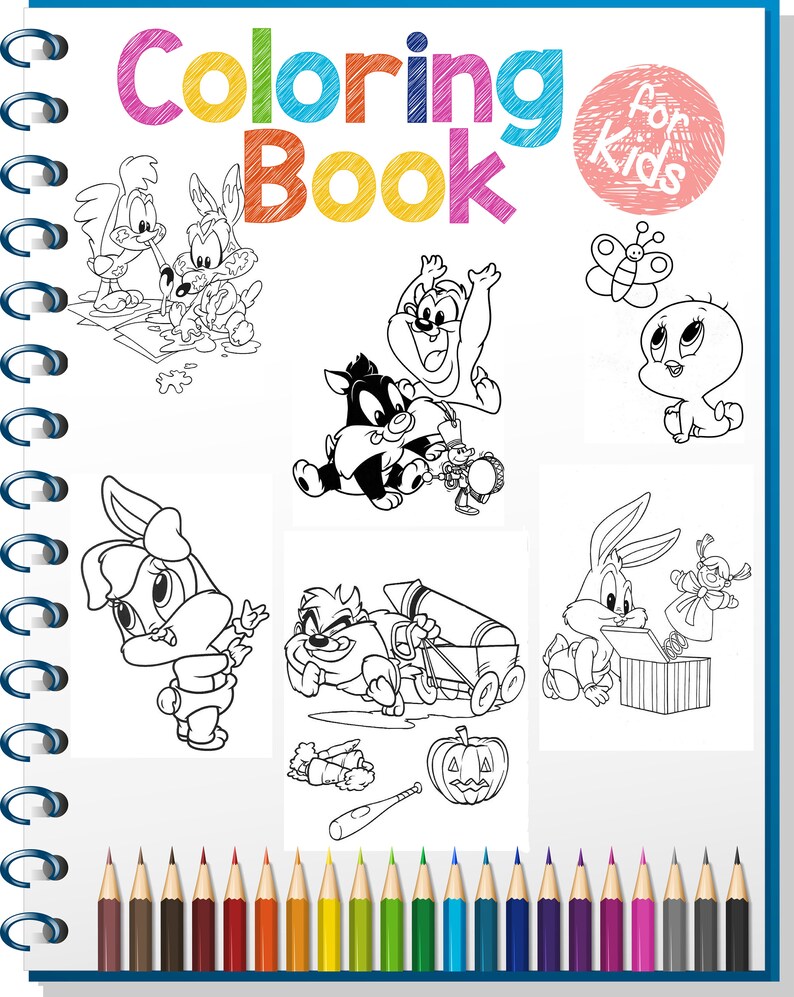 Baby Looney Tunes Characters Coloring Book, 75 Pages, Kids Art, Instant ...