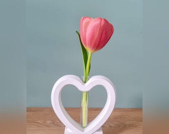 Vase, coeur, vase coeur, articles cadeaux, vase pour 1 fleur, vase avec tube à essai, accessoires, accessoires pour la maison, décoration, objets de décoration