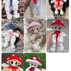 Mushroom snuggler pattern. Amigurumi lovely for baby girl. Plush toy security blanket. Easy low sew crochet pattern for beginners. English zdjęcie 10