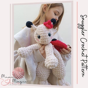 May include: A crocheted ladybug plush toy with a red and black shell, black eyes, and a red bow. The toy is being held by a child.