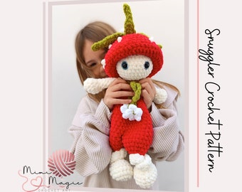 Crochet Strawberry Snuggler Doll Pattern: Low Sew Amigurumi (PDF Pattern)