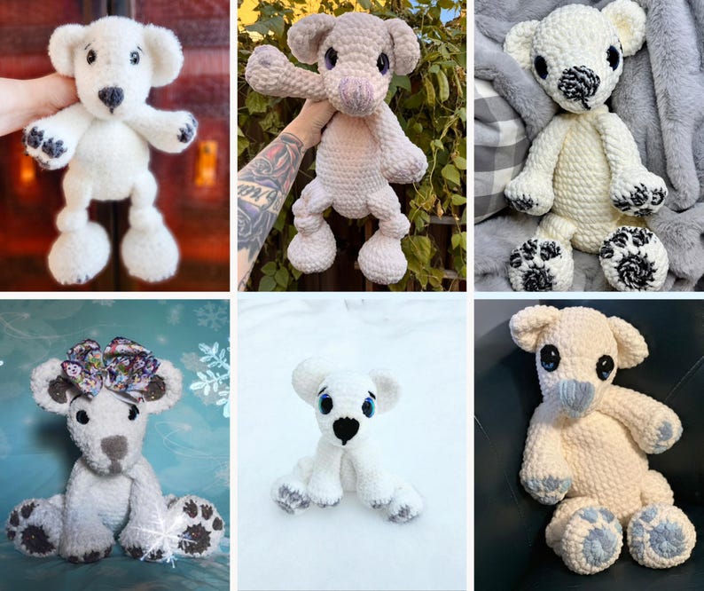 Polar Bear Snuggler Crochet Pattern: Amigurumi Plush Toy (PDF) - Etsy