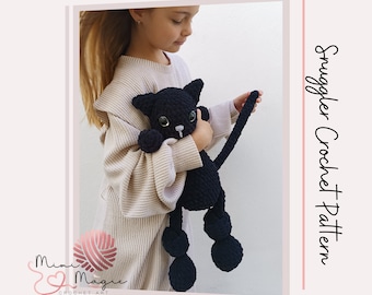 Crochet Black Cat Snuggler Pattern: Amigurumi Toy (PDF Pattern)