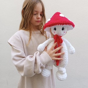 Mushroom snuggler pattern. Amigurumi lovely for baby girl. Plush toy security blanket. Easy low sew crochet pattern for beginners. English zdjęcie 9