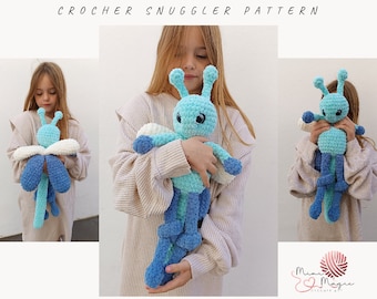 Crochet snuggler pattern for boy. Spring insect pattern. Amigurumi comfortable cuddly toy. Crochet tutorial in English PDF. Plush toy baby.