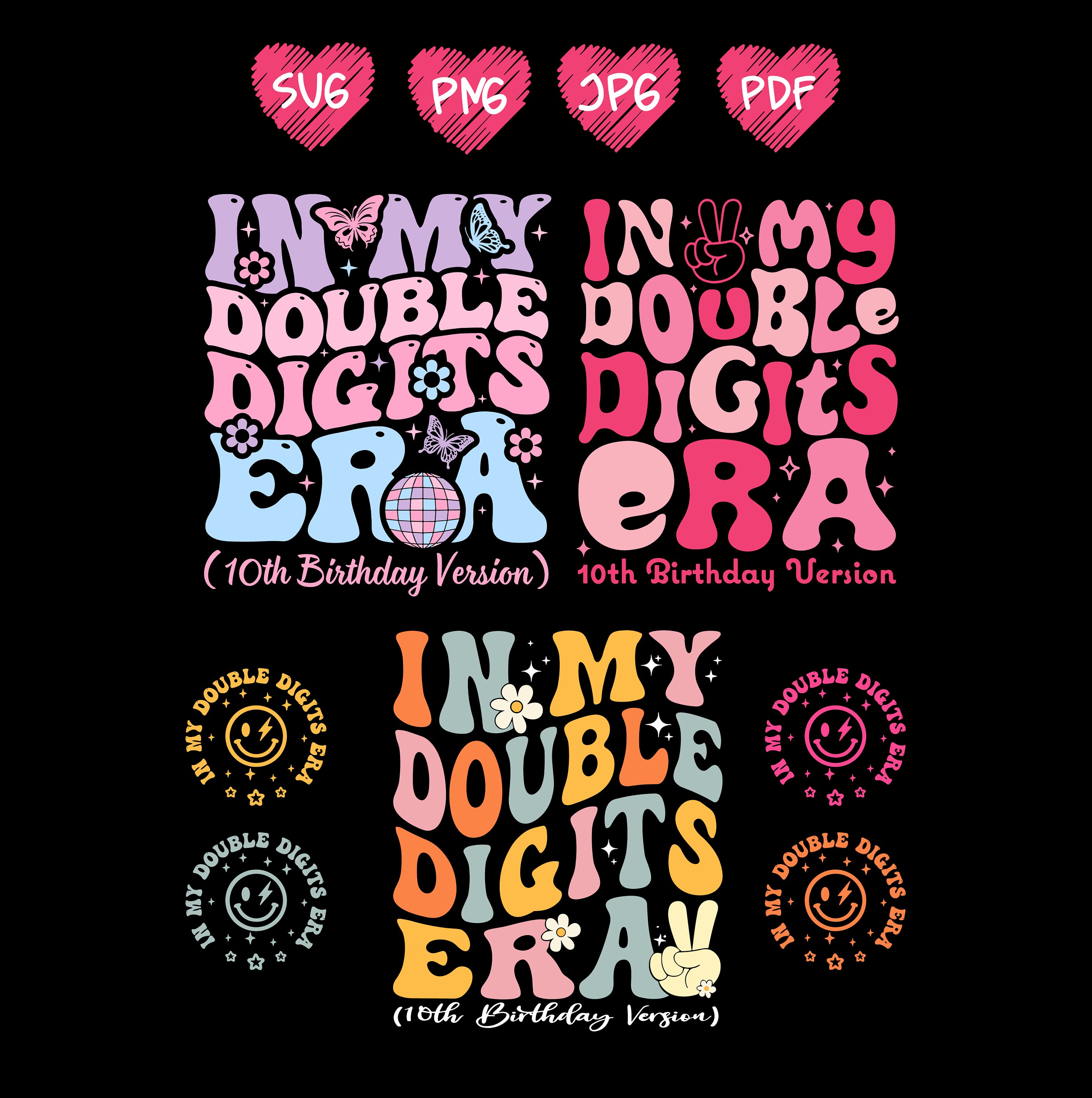 In My Double Digits Era Png, Retro 10 Year Old SVG PNG, 10th Birthday Girl Png, Leopard Era Png, Ten Birthday, Double Digits
