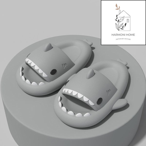 Shark slippers, flip-flops, cozy slippers, winter shoes, fashionable, home wear, soft sole, for adults and kids, cartoon design