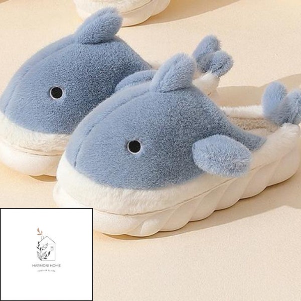 Shark slippers, cotton, flip-flops, cozy slippers, winter shoes, fashionable, home wear, soft sole, for adults and kids, cartoon design