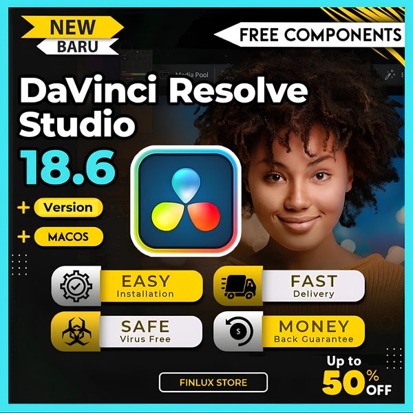 DaVinci Resolve Studio 18.6 For MacBook, Pre activated, Lifetime Activation, The best VFX tool for editing and color grading