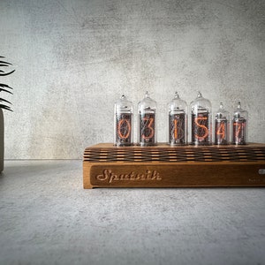 Nixie Tube Clock 4xIN14 2xIN16 Wooden Home Decor Made in Ukraine War