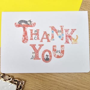 Cat Thank You Card – Cute Letter Art with Cats – Whimsical Kitty Appreciation – Funny Thank You for Cat Lover