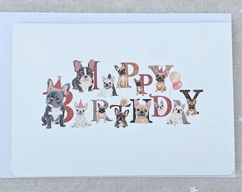French Bulldog Birthday Card UK – Funny Frenchie Card for Dog Lover – Cute Happy Birthday Dog Greeting Card
