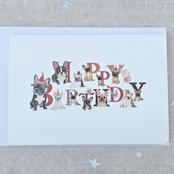 French Bulldog Birthday Card UK – Funny Frenchie Card for Dog Lover – Cute Happy Birthday Dog Greeting Card