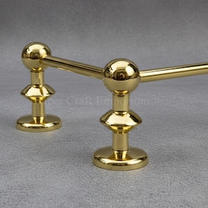 Unlacquered Polished Brass Gallery Rail with Disc Design Posts for Shelves