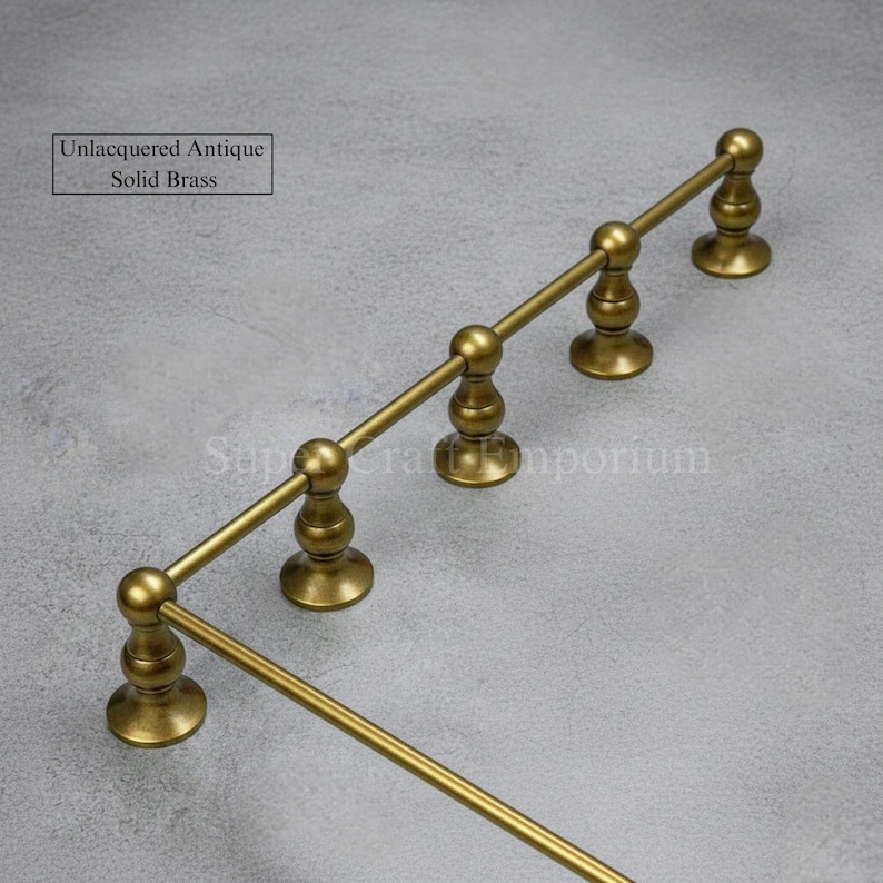 Unlacquered Antique Brass Gallery Rails | Vintage Style Bookshelf Rails ...