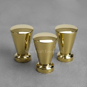 Unlacquered Polished Brass Cone Knob for Cabinet - Solid Brass Dresser Drawer Pull Knobs